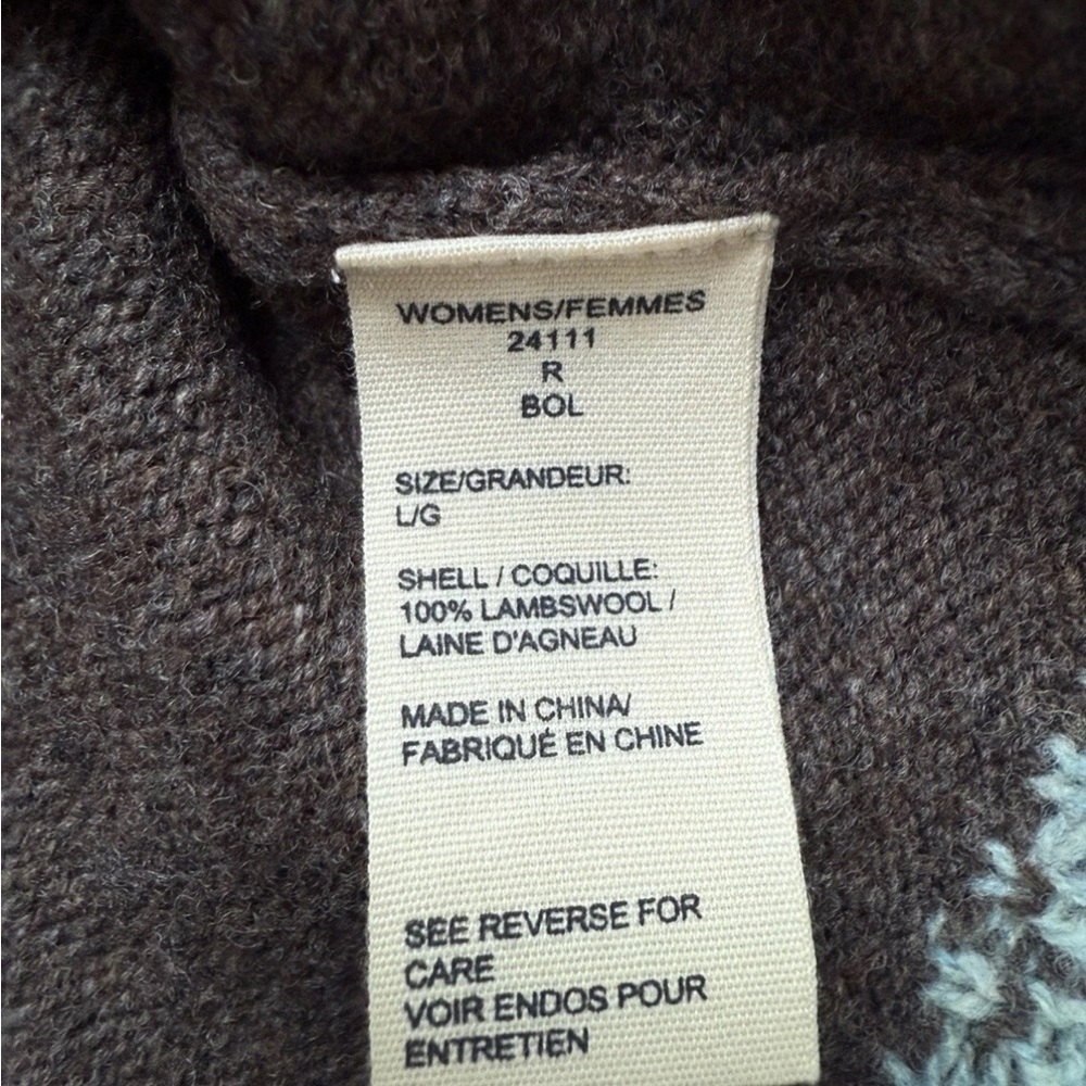 Woolrich Sweater Vest Women’s Sz L Brown Lambswool Full Zip Farm Sheep - Picture 6 of 6